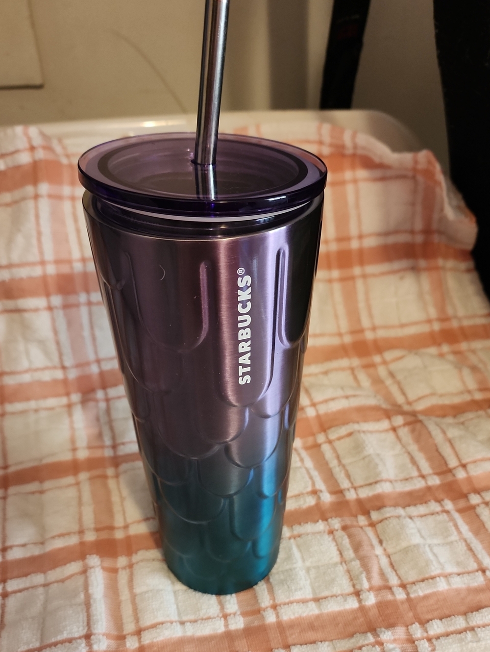 Starbucks Purple to Teal Ombre Stainless Tumbler with Straw